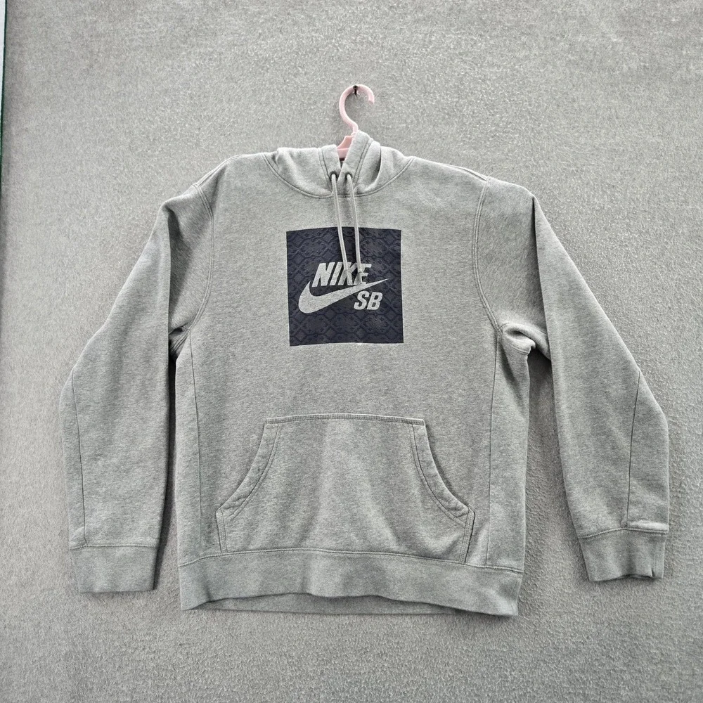 Nike SB Men Hoodie M Gray Fleece Activewear Logo Skater‎ Long Sleeve